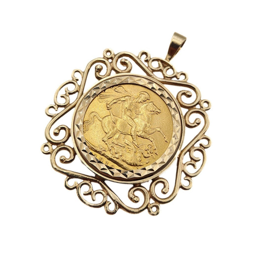 Vintage Full Sovereign Coin Mount in 9ct Gold