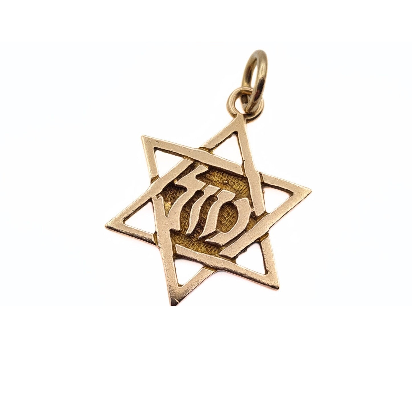 Vintage Solid Gold Mazel Tov Star Of David Pendant 9ct