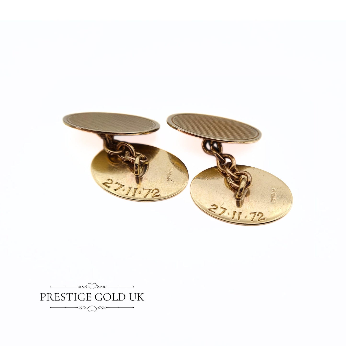 1960s Solid Gold Oval Cufflinks - Engraved 'AJWP'