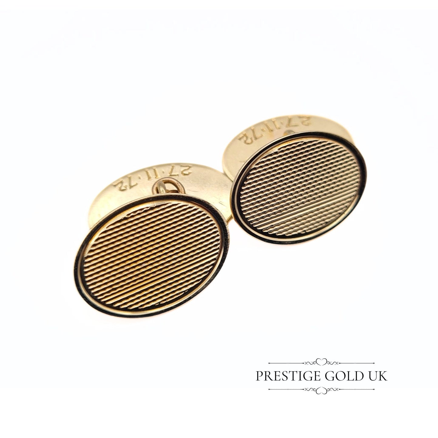 1960s Solid Gold Oval Cufflinks - Engraved 'AJWP'