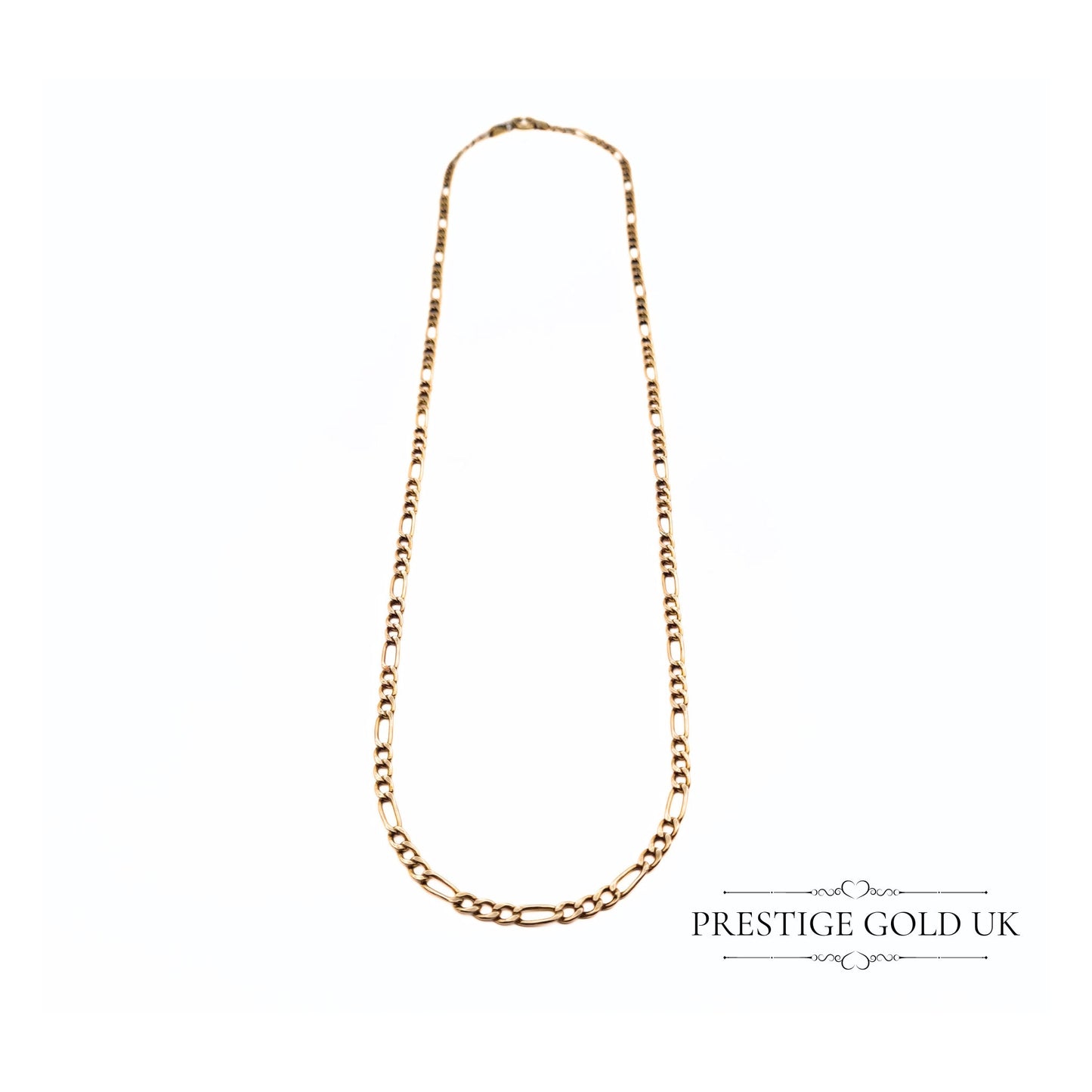 20 1/2 Inch Hollow Figaro Chain in 9ct Rose Gold - 52 cm