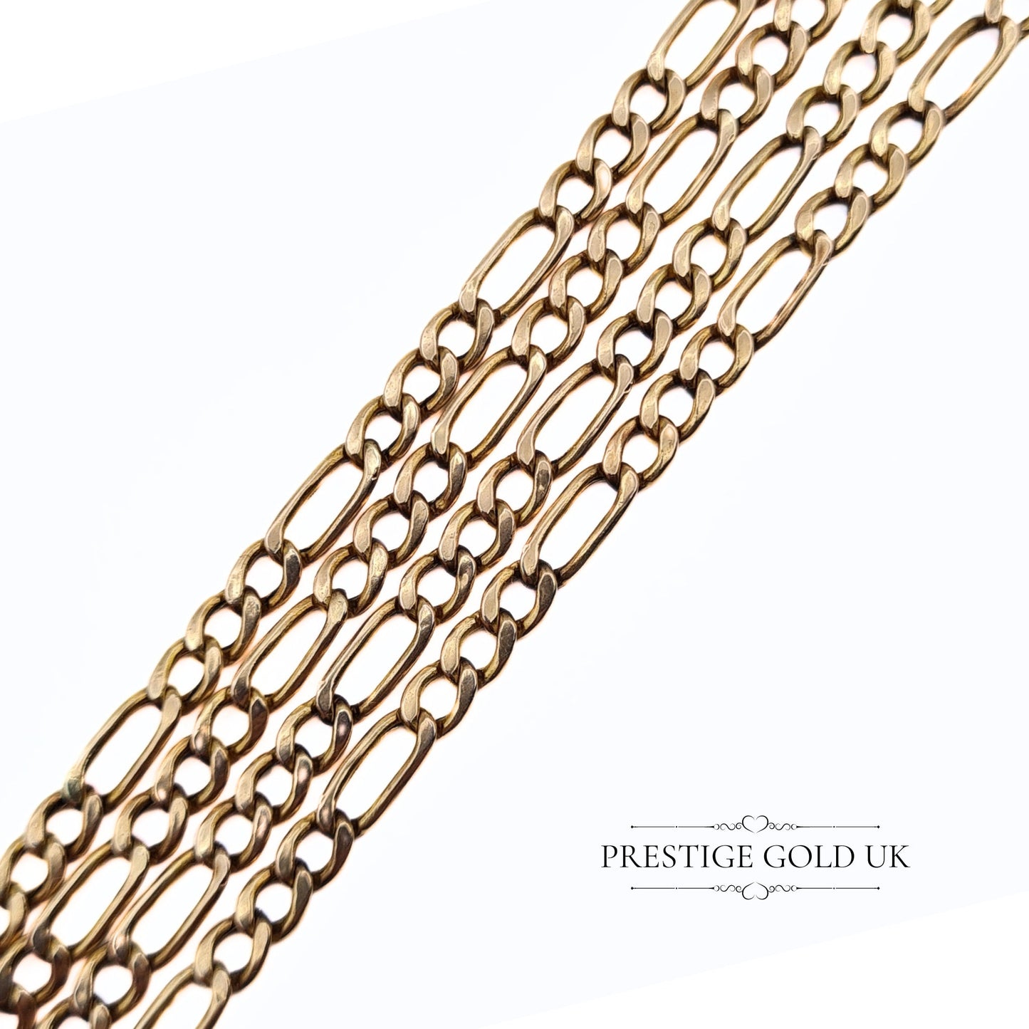 20 1/2 Inch Hollow Figaro Chain in 9ct Rose Gold - 52 cm