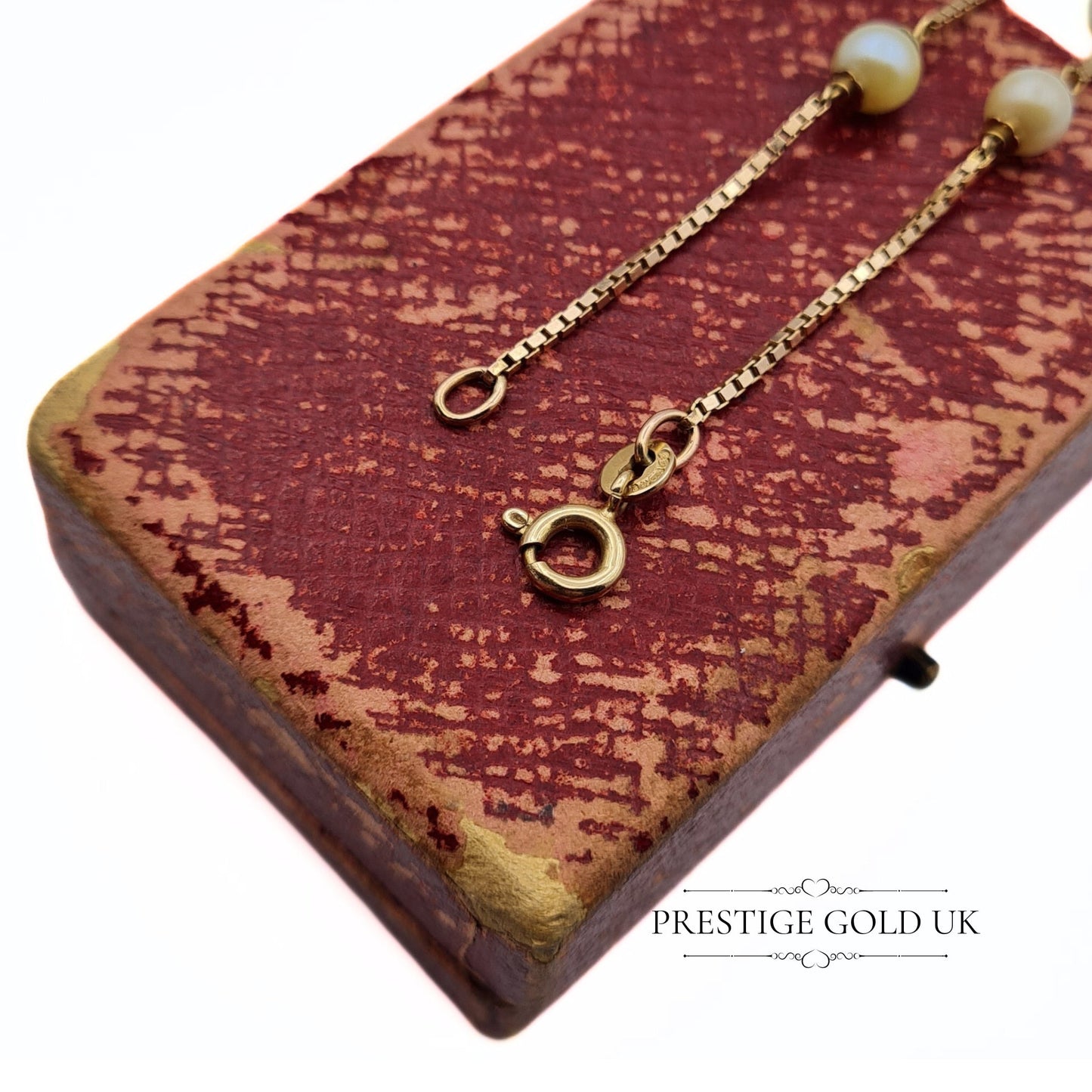 15" Long Rose Gold & Fresh Water Pearl Box Chain Necklace