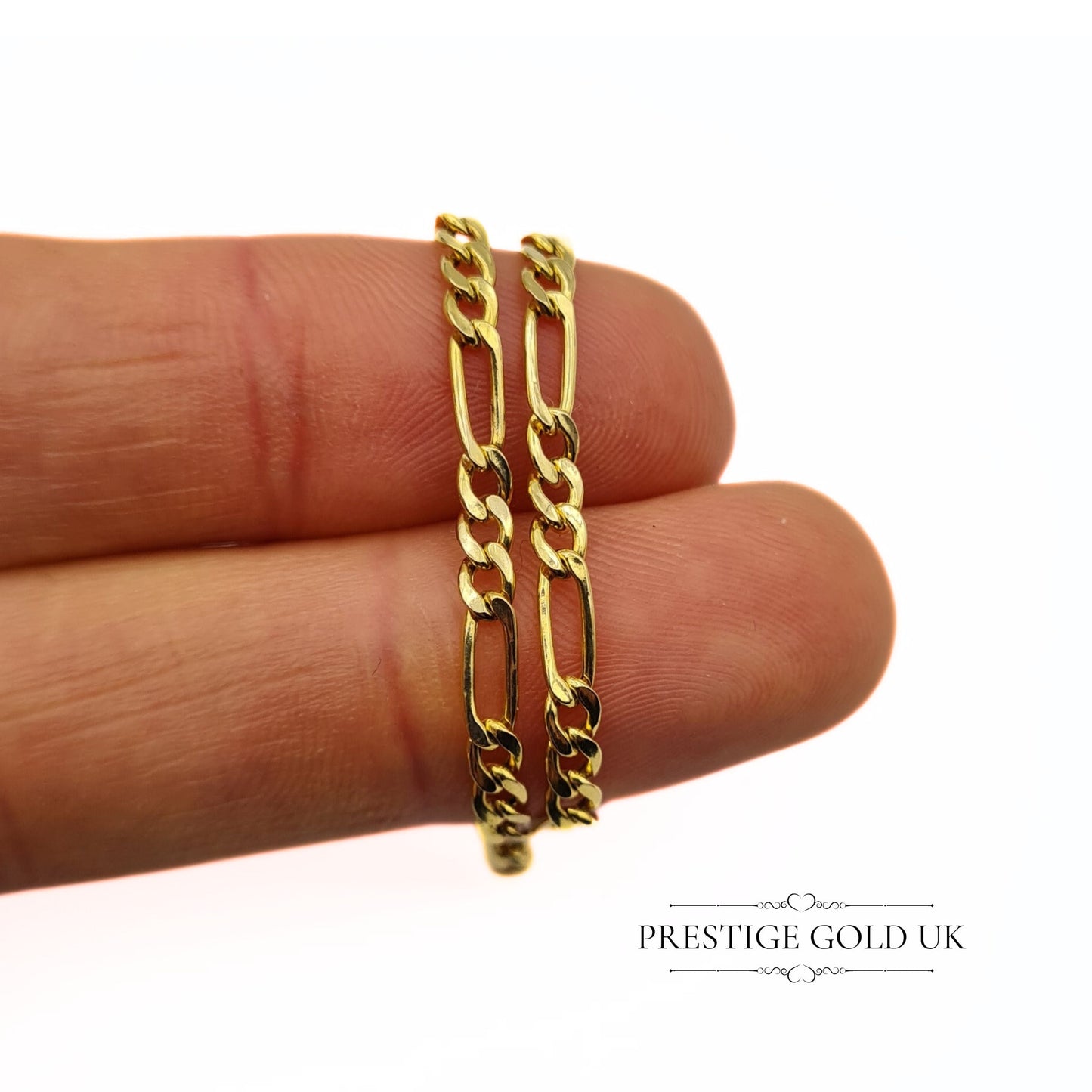 9ct Gold Lightweight Figaro Bracelet - 7" long