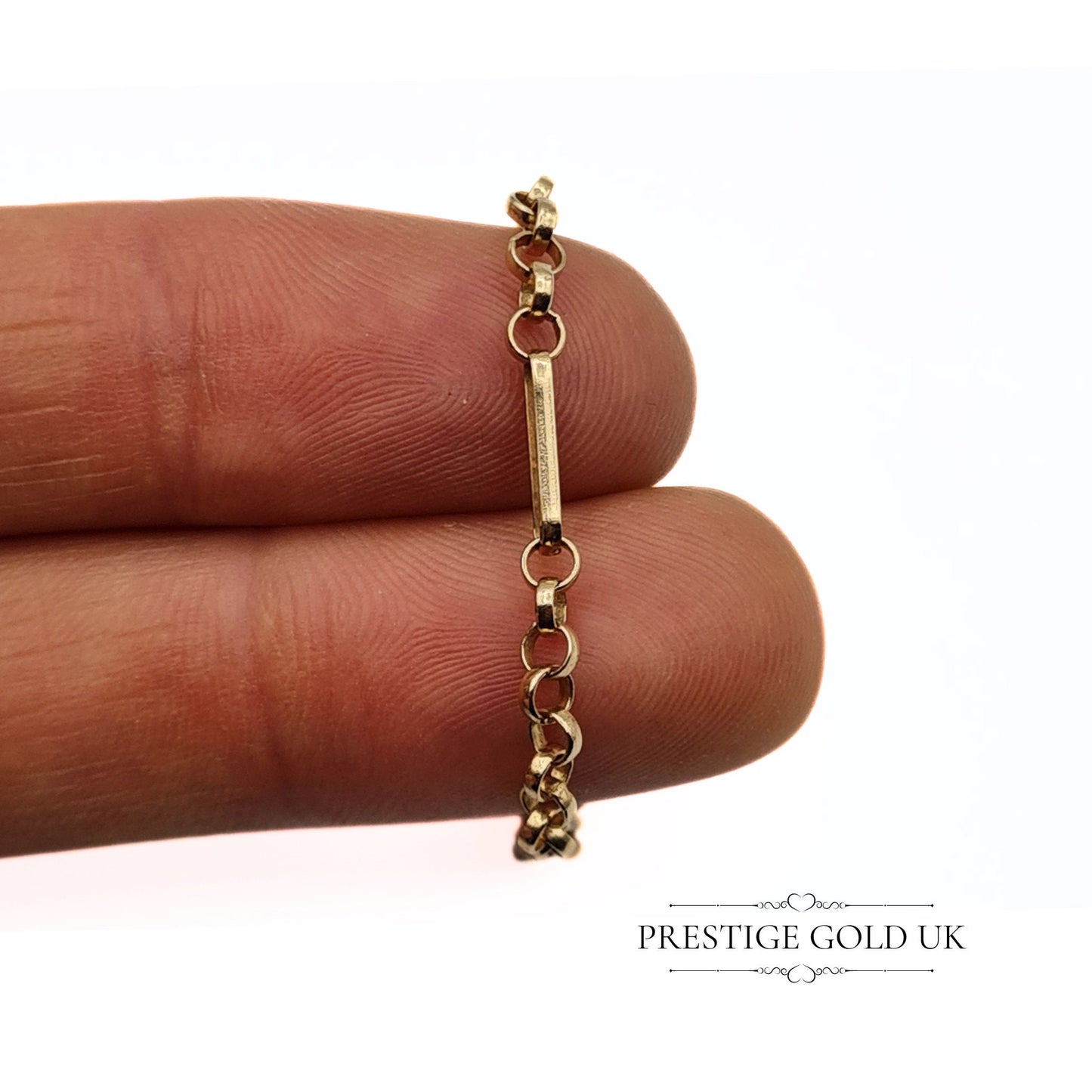 9ct Rose Gold Fancy Figaro Link Ladies Bracelet  - 6 1/2 Inches (17 cm)