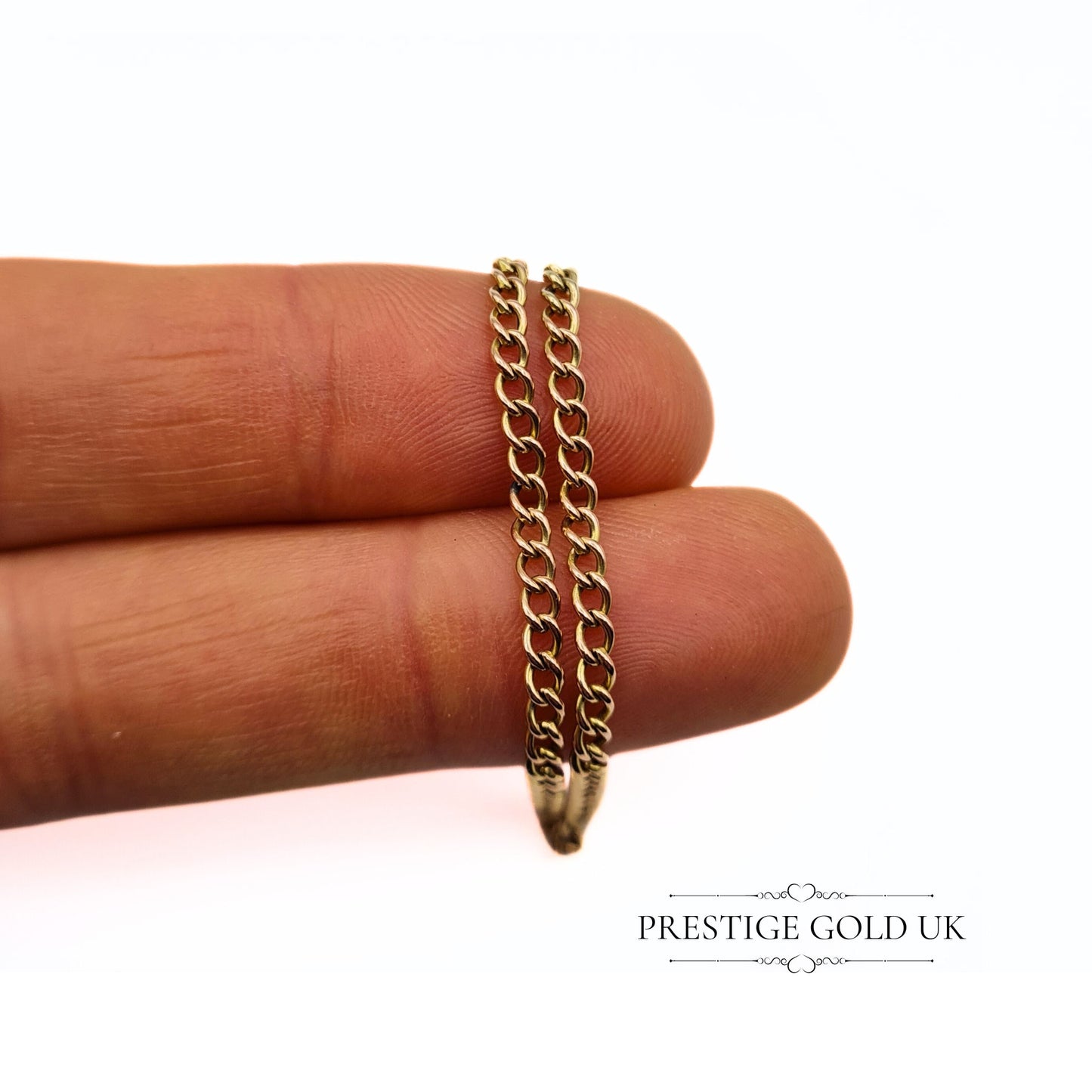 7" Long Vintage Small Curb Chain Bracelet in 9ct Gold