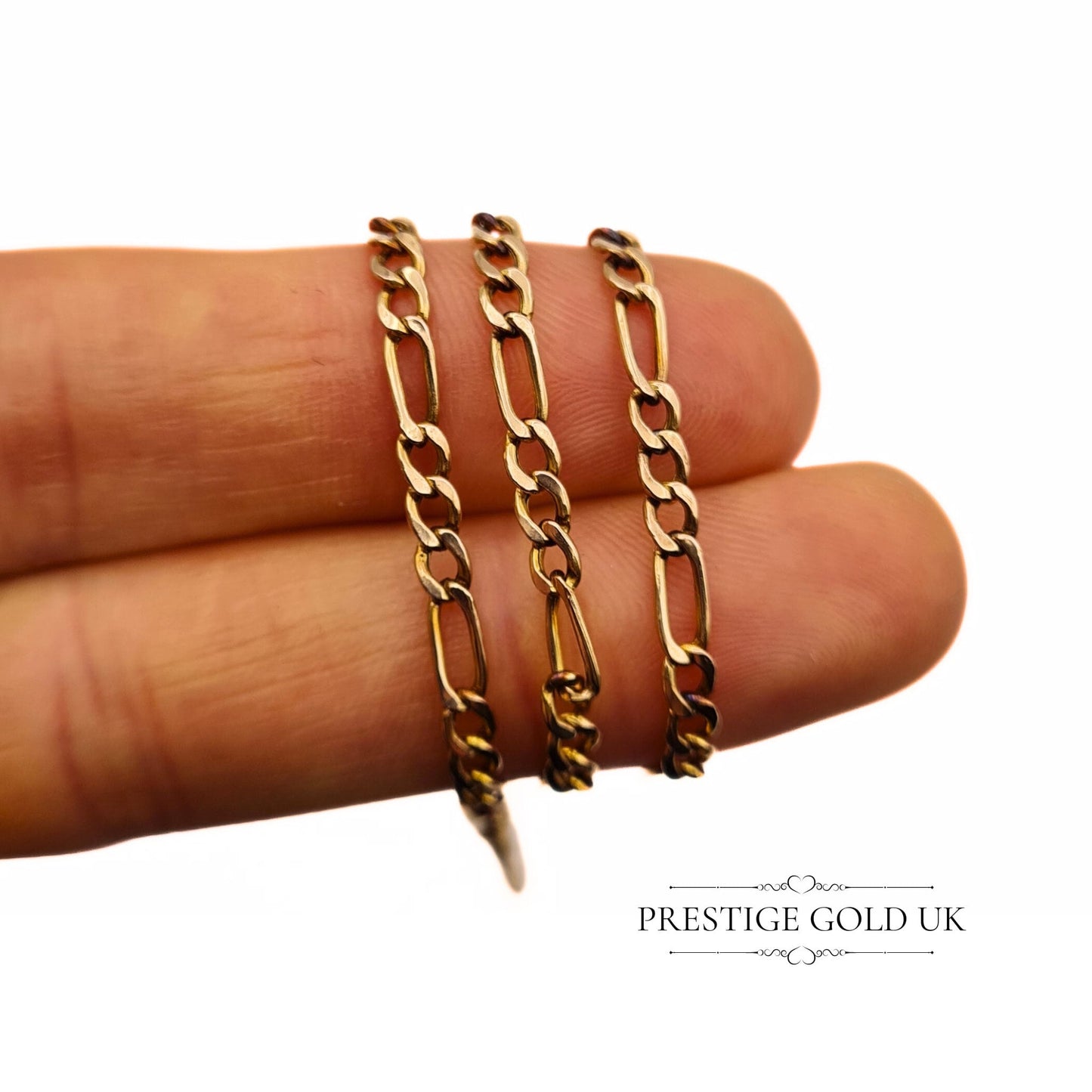 20 1/2 Inch Hollow Figaro Chain in 9ct Rose Gold - 52 cm