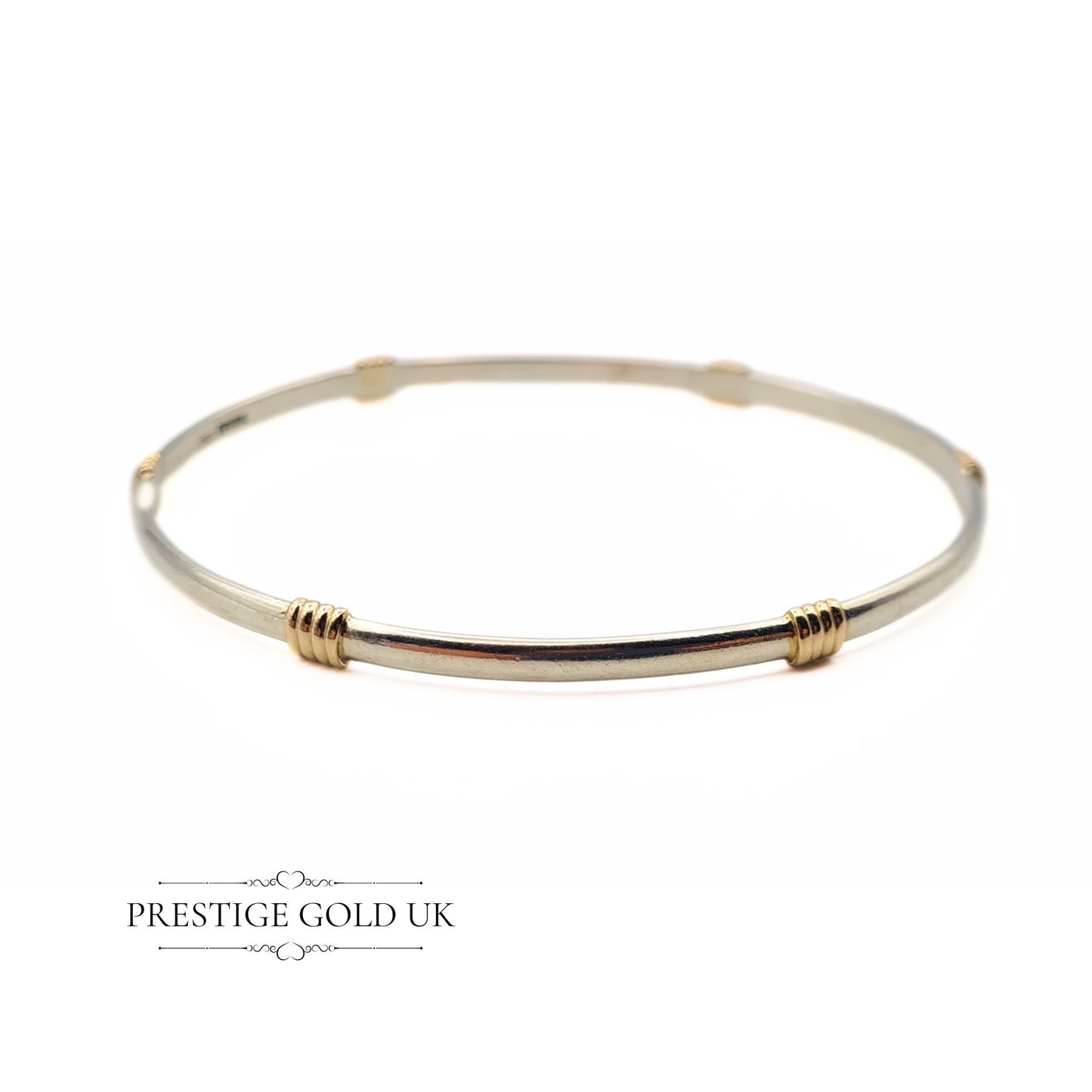 Vintage 9ct Gold Two Tone Slave Bangle