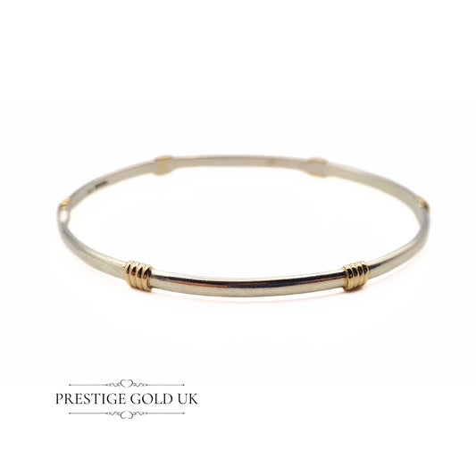 Vintage 9ct Gold Two Tone Slave Bangle