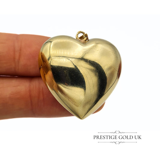 Large Vintage Gold Heart Pendant 