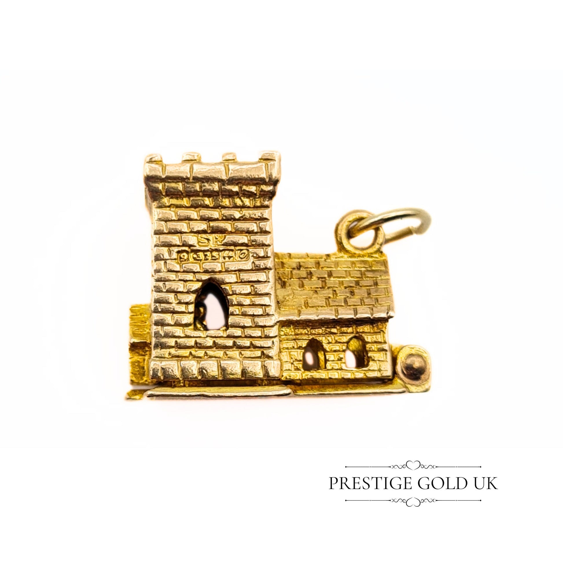 Heavy Vintage Gold Opening Church Charm