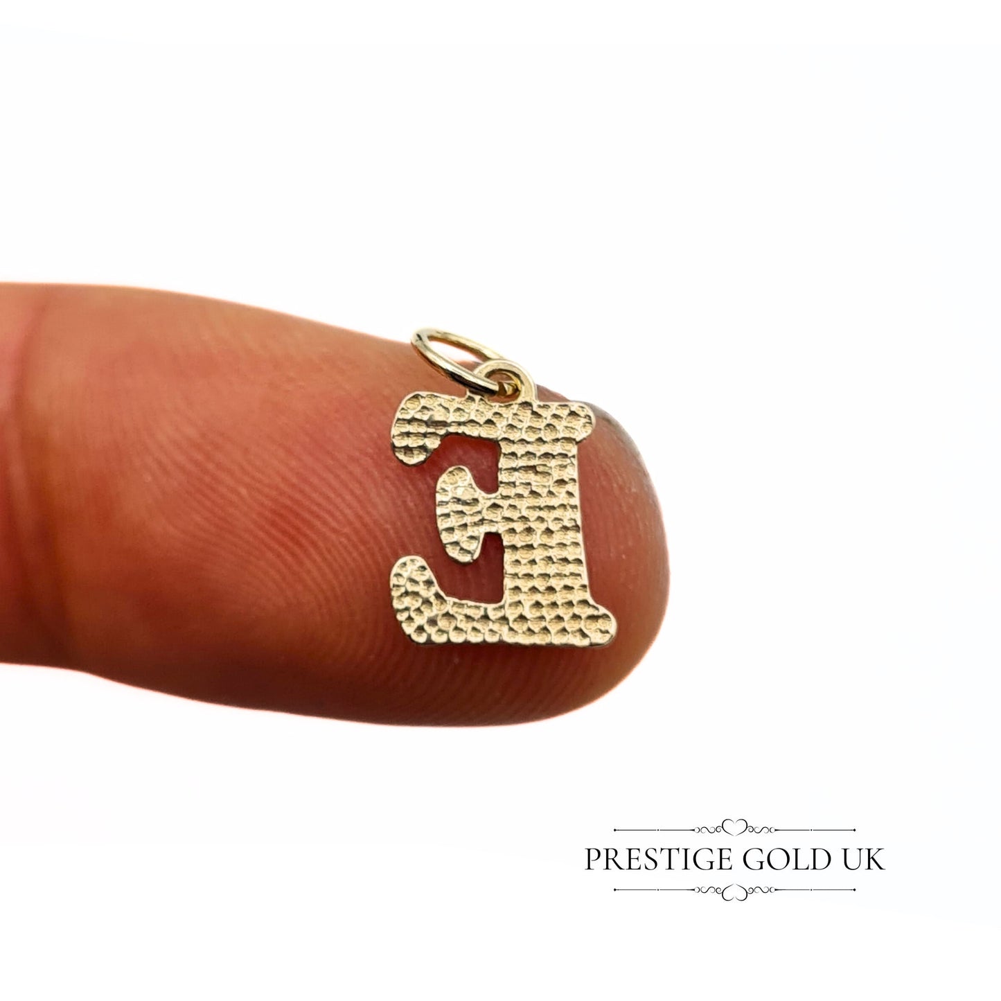 Vintage Tiny 9ct Gold Diamond Letter E Pendant or Charm