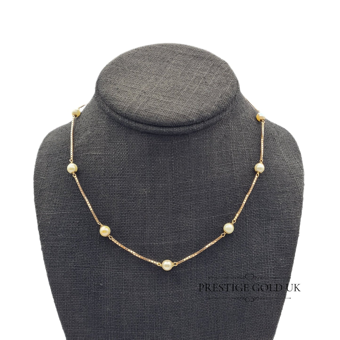 15" Long Rose Gold & Fresh Water Pearl Box Chain Necklace