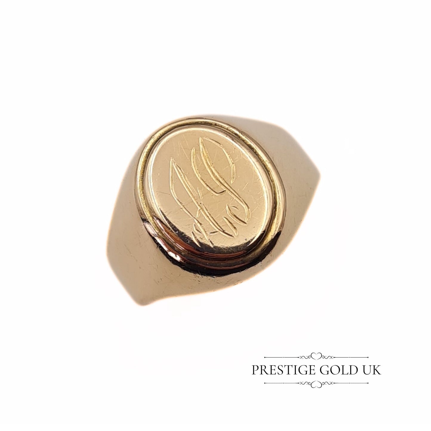 Vintage 9ct Gold Signet Ring Engraved "AP" - Size UK P 1/2, US 8, Euro 57