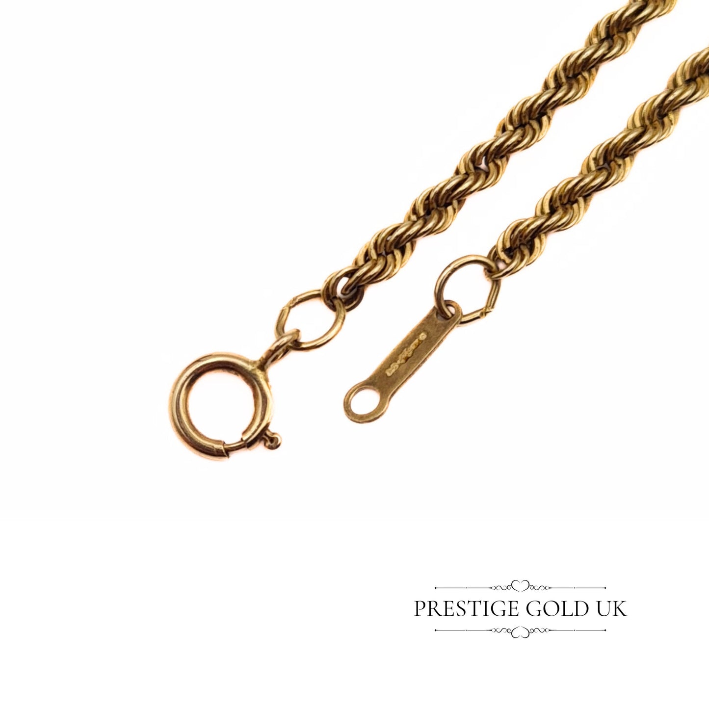 Long 9ct Gold Twist Rope Necklace - 18 1/2"