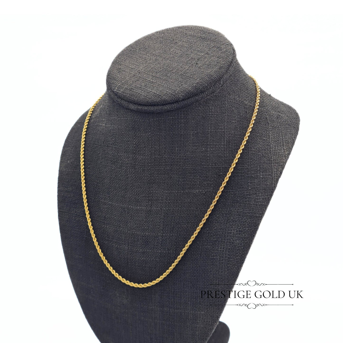 Long 9ct Gold Twist Rope Necklace - 18 1/2"