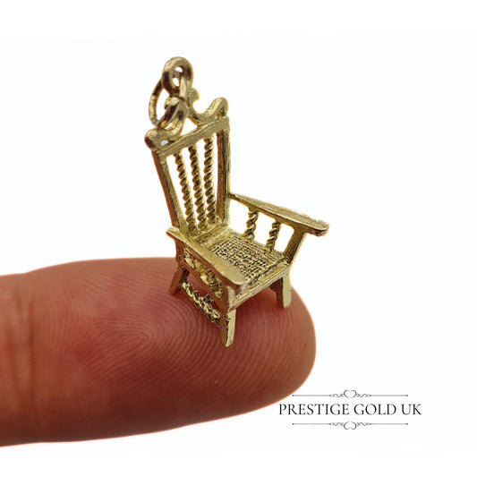 Vintage 9ct Gold High Back Arm Chair Charm 