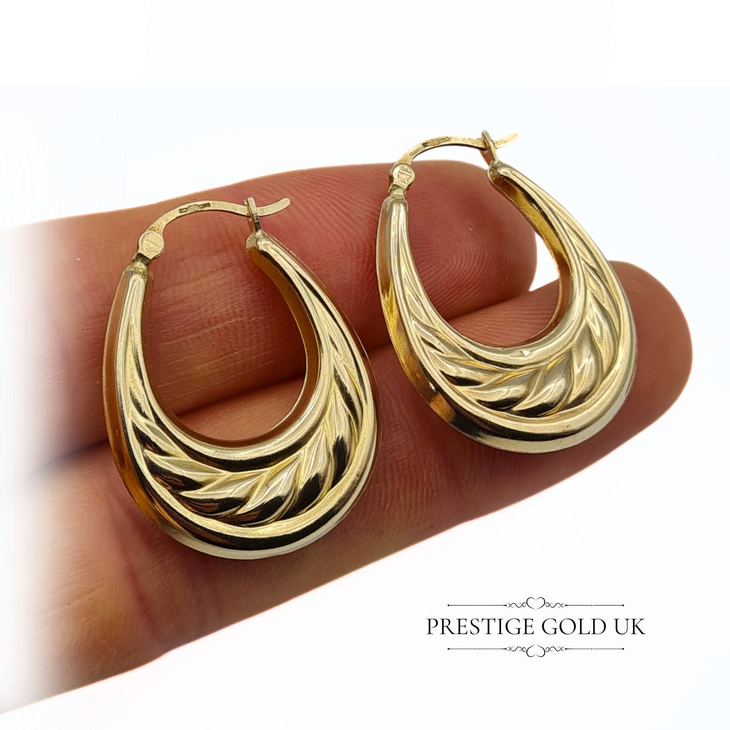 Vintage 9ct Gold Large Gypsy Hoop Earrings - 29mm