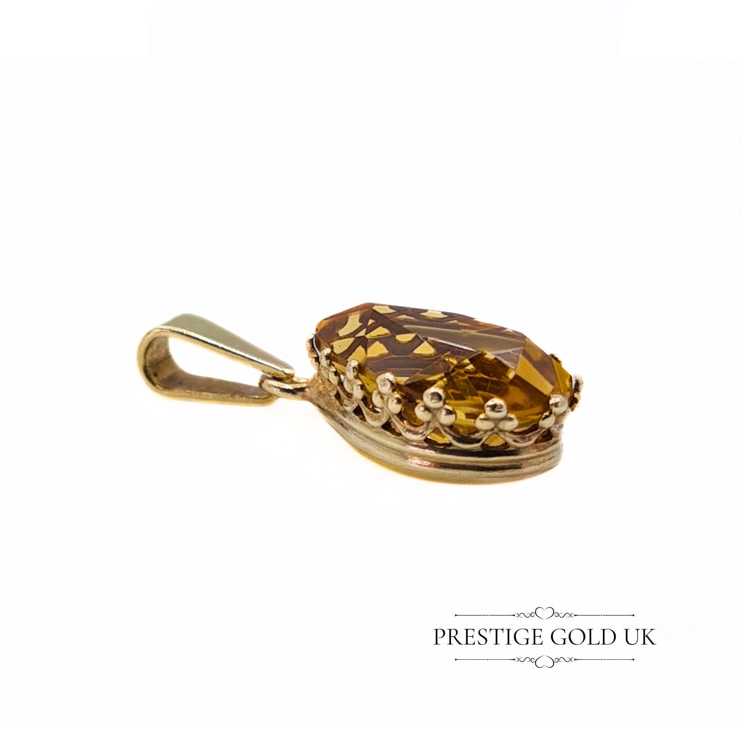 Vintage Pear Cut Citrine Pendant in 9ct Gold