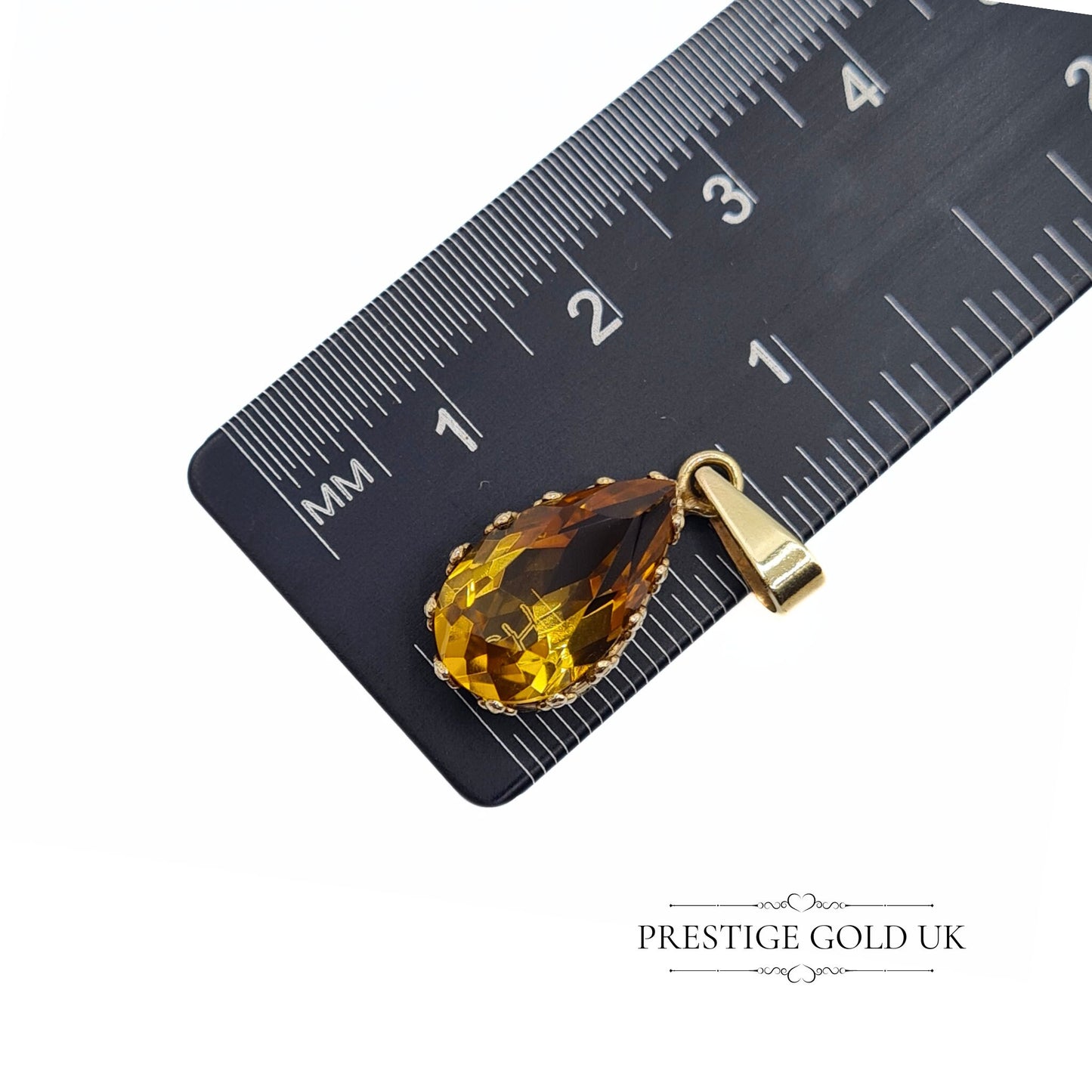 Vintage Pear Cut Citrine Pendant in 9ct Gold