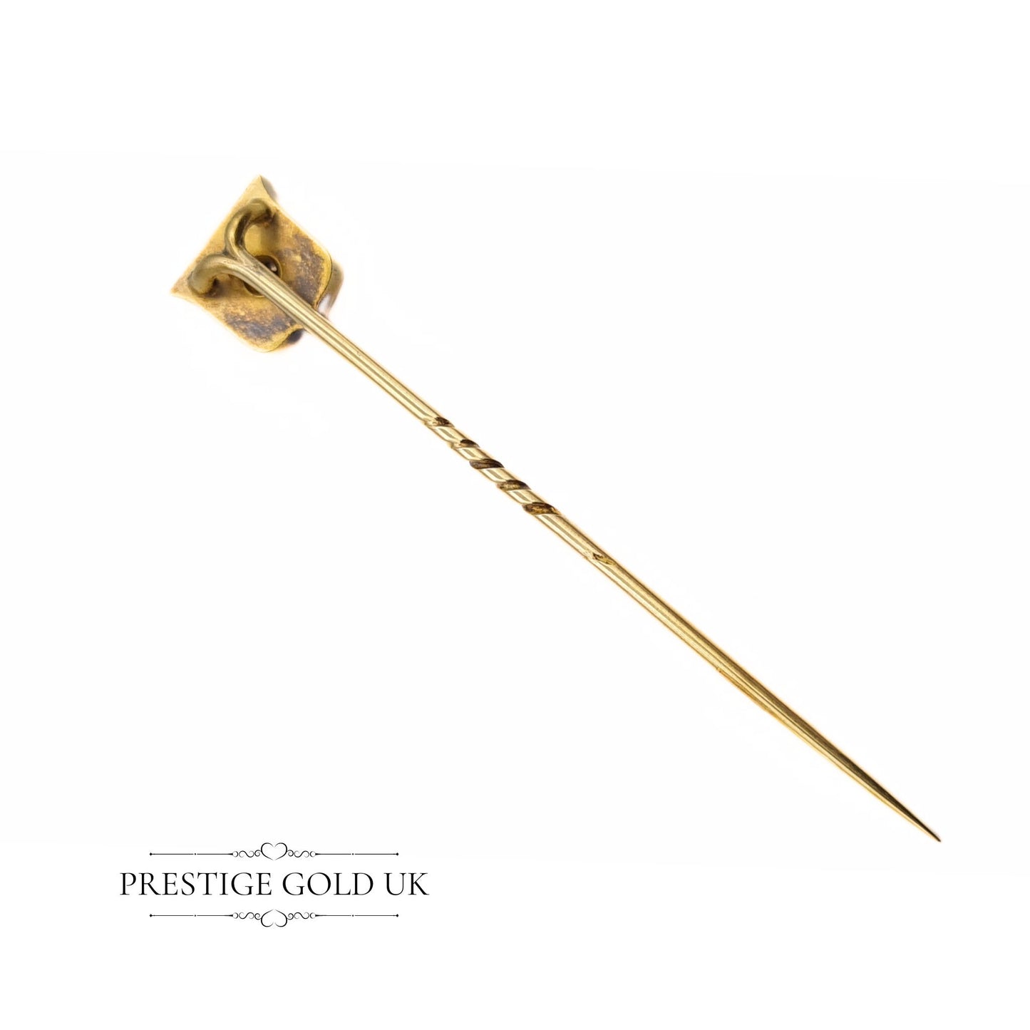 Antique Shield-Shaped 9ct Gold & Diamond Stick Pin / Hat Pin