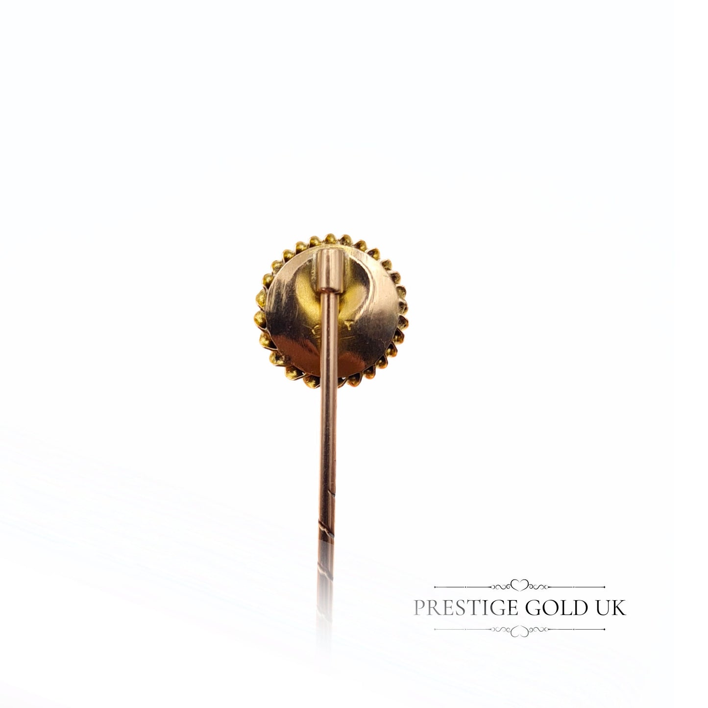 Antique Round 9ct Gold & Diamond Stick Pin / Hat Pin