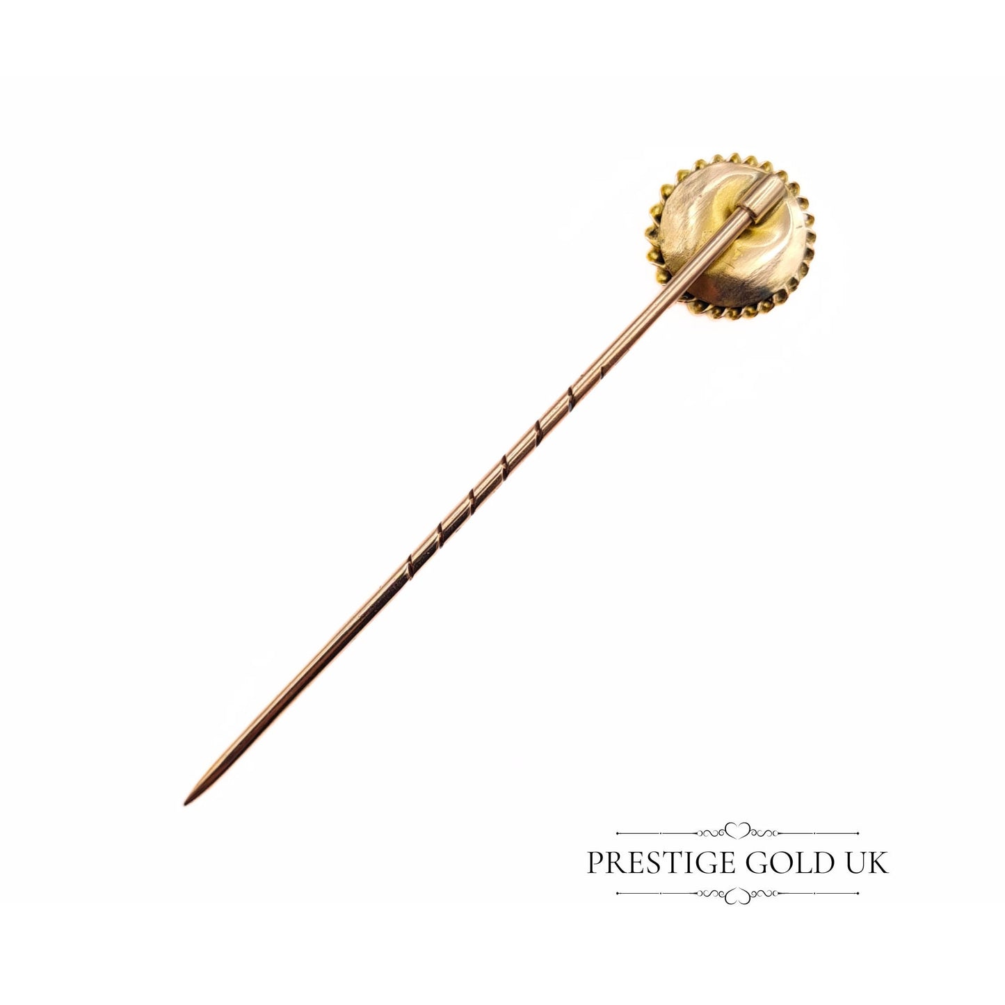 Antique Round 9ct Gold & Diamond Stick Pin / Hat Pin