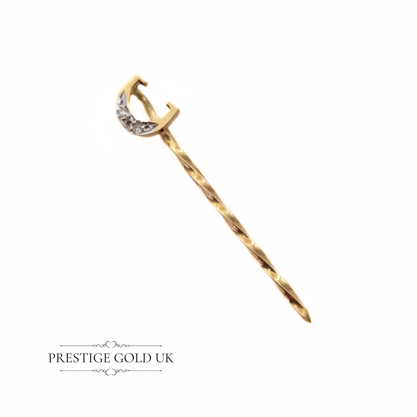 Letter 'C' Gold & Diamond Stick Pin in 9ct Gold