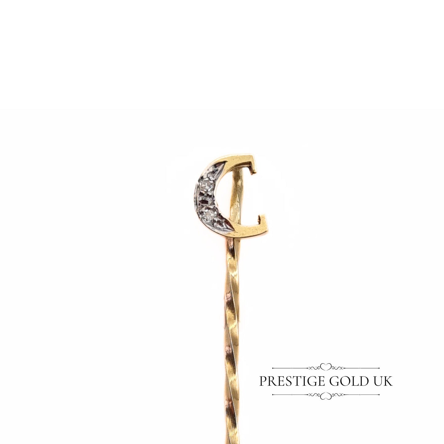 Letter 'C' Gold & Diamond Stick Pin in 9ct Gold