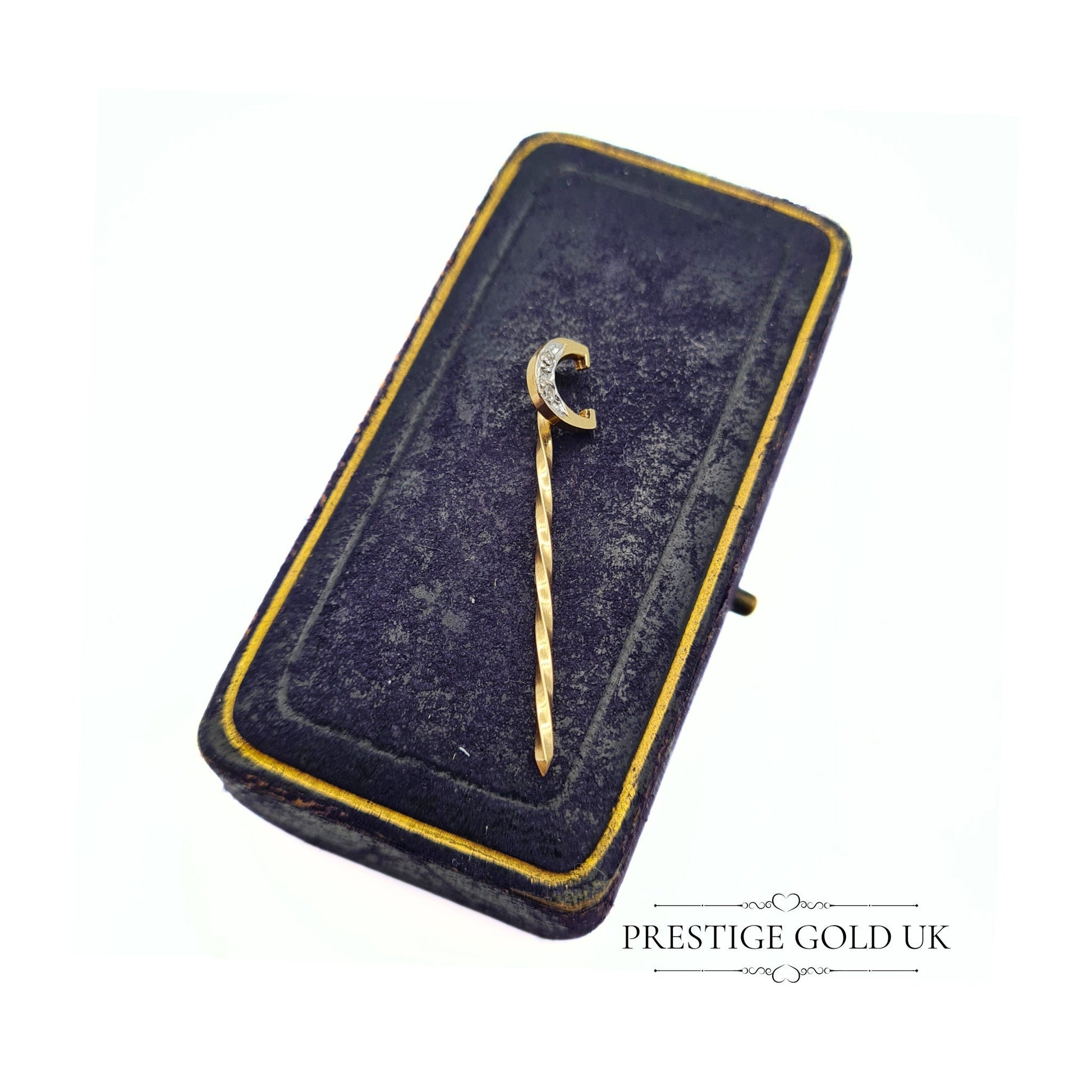 Letter 'C' Gold & Diamond Stick Pin in 9ct Gold