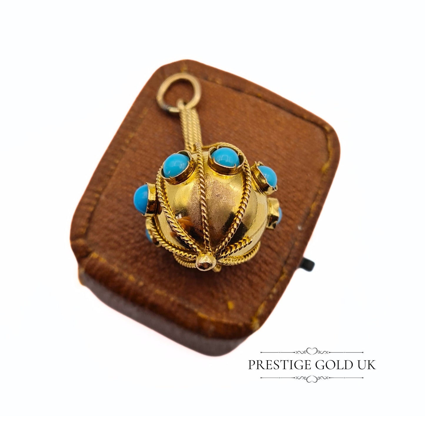 14k Gold Turquoise Round Globe Pendant - Please Read Description