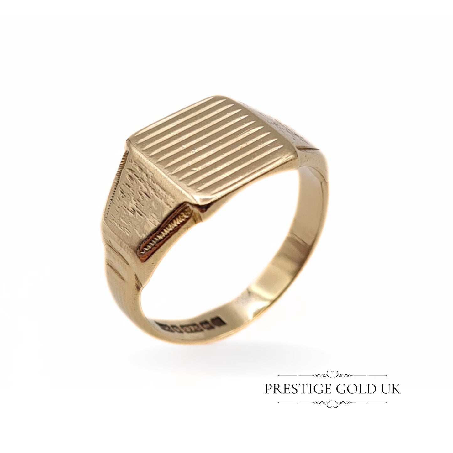 Retro 9ct Gold Square Signet Ring - Size UK Q, US 8, Euro 57.5