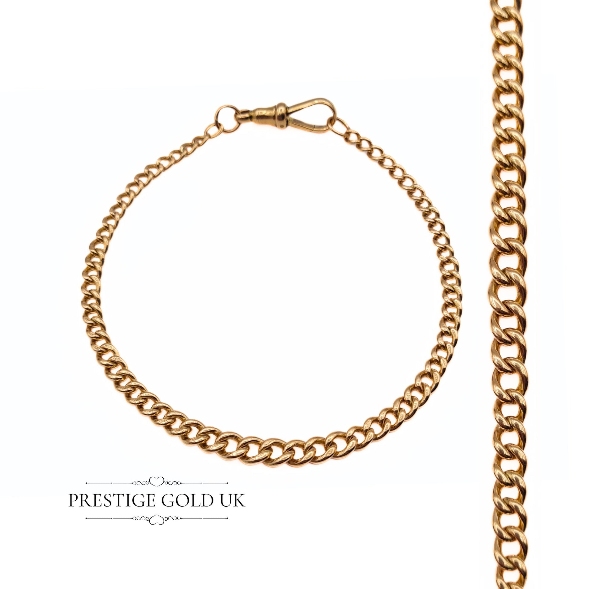 8 3/4" Rose Gold Tapered Curb Bracelet in 9ct Gold