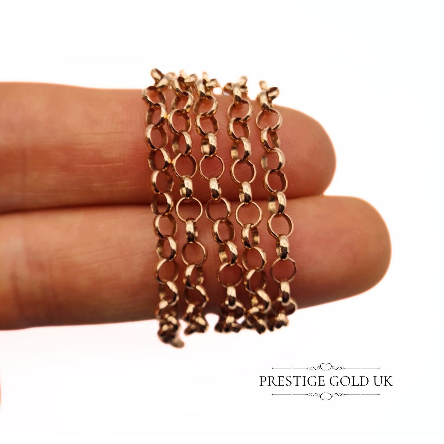 20.5" Gold Rolo/Belcher Chain Necklace in 9ct Rose Gold