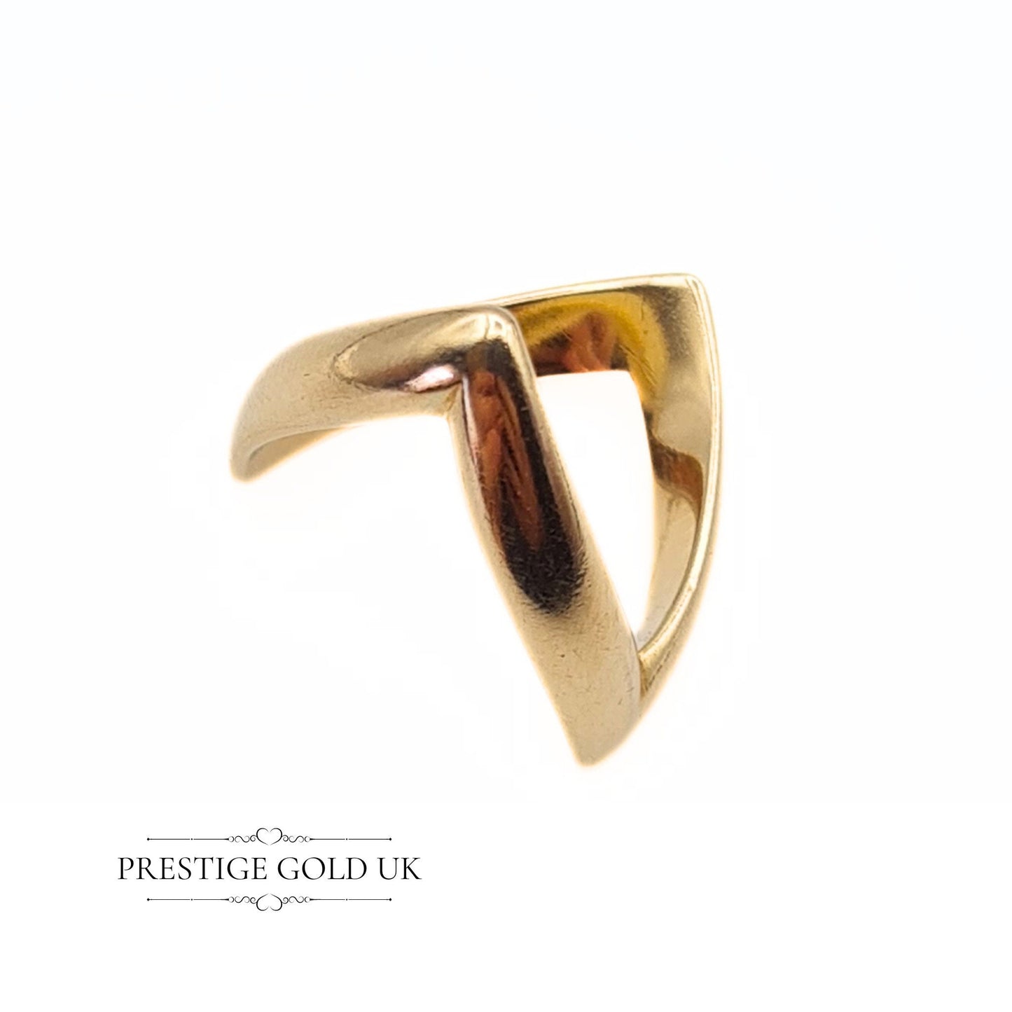 1970's Gold Double Wishbone Ring in 9ct Gold - Size UK J, US 4 3/4, Euro 49