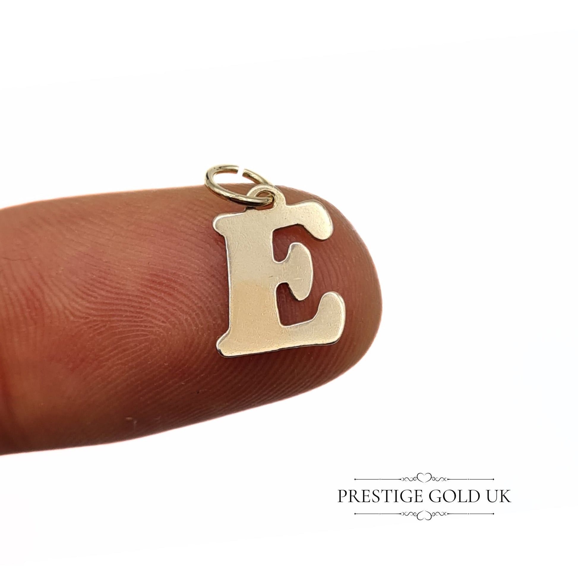 Vintage Tiny 9ct Gold Diamond Letter E Pendant