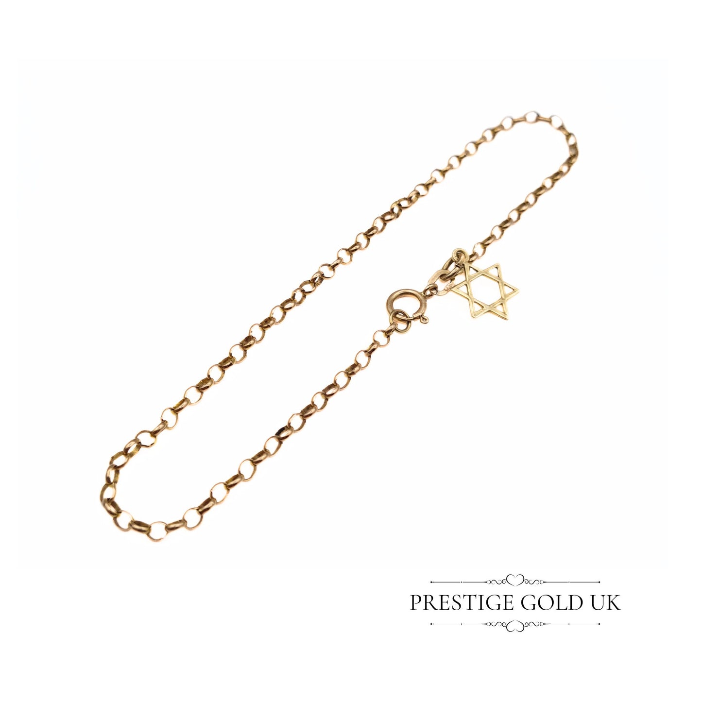 Star Of David Delicate Rolo Chain Bracelet - 8"