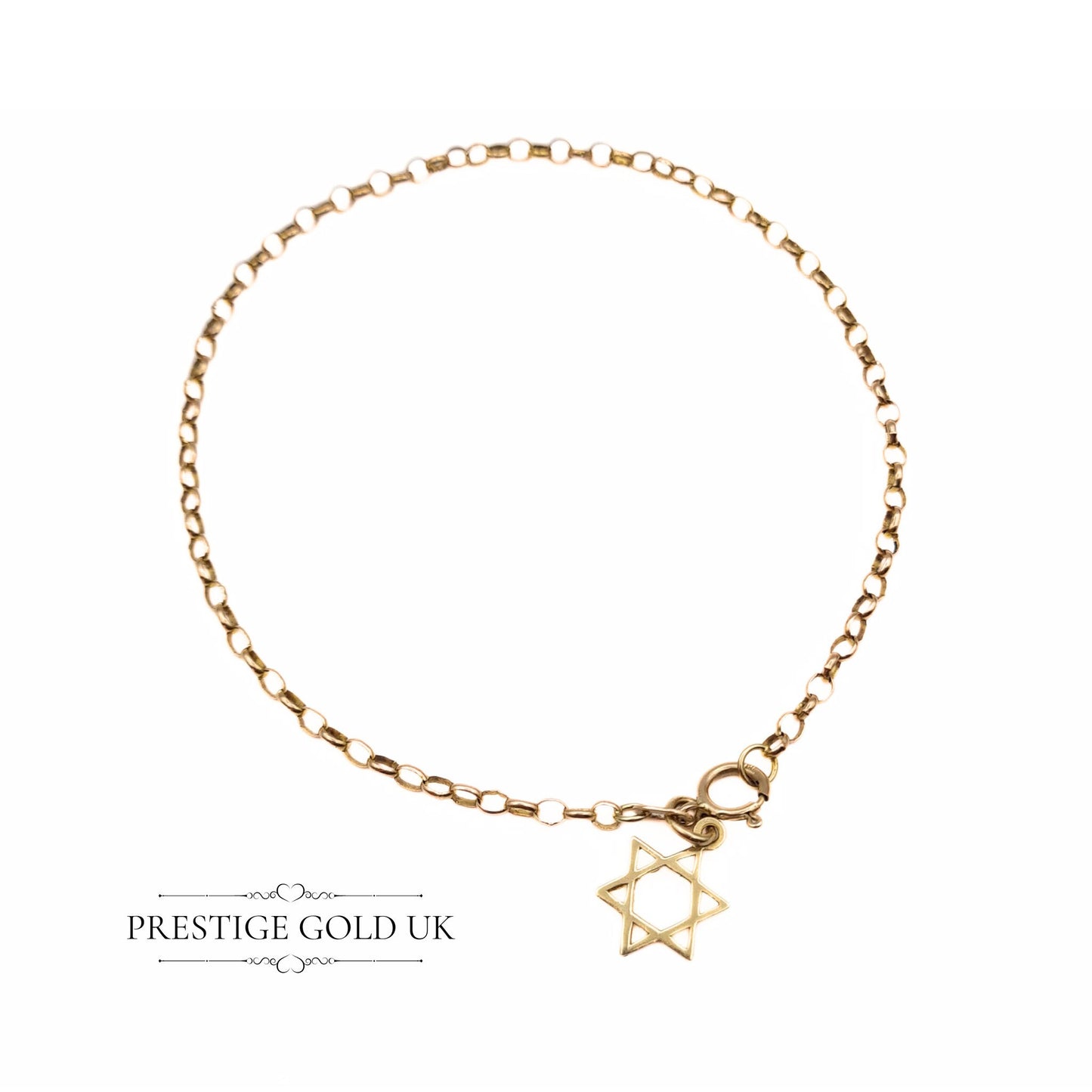 Star Of David Delicate Rolo Chain Bracelet - 8"