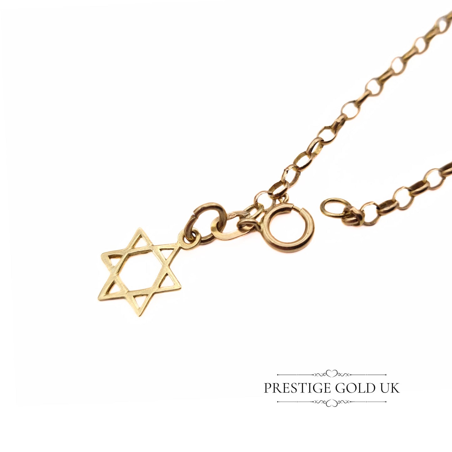 Star Of David Delicate Rolo Chain Bracelet - 8"