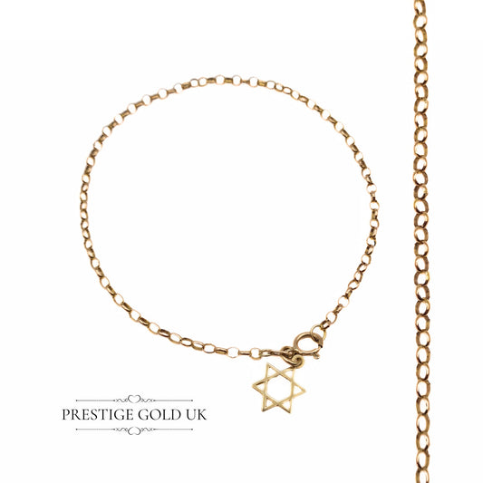 Star Of David Delicate Rolo Chain Bracelet - 8"