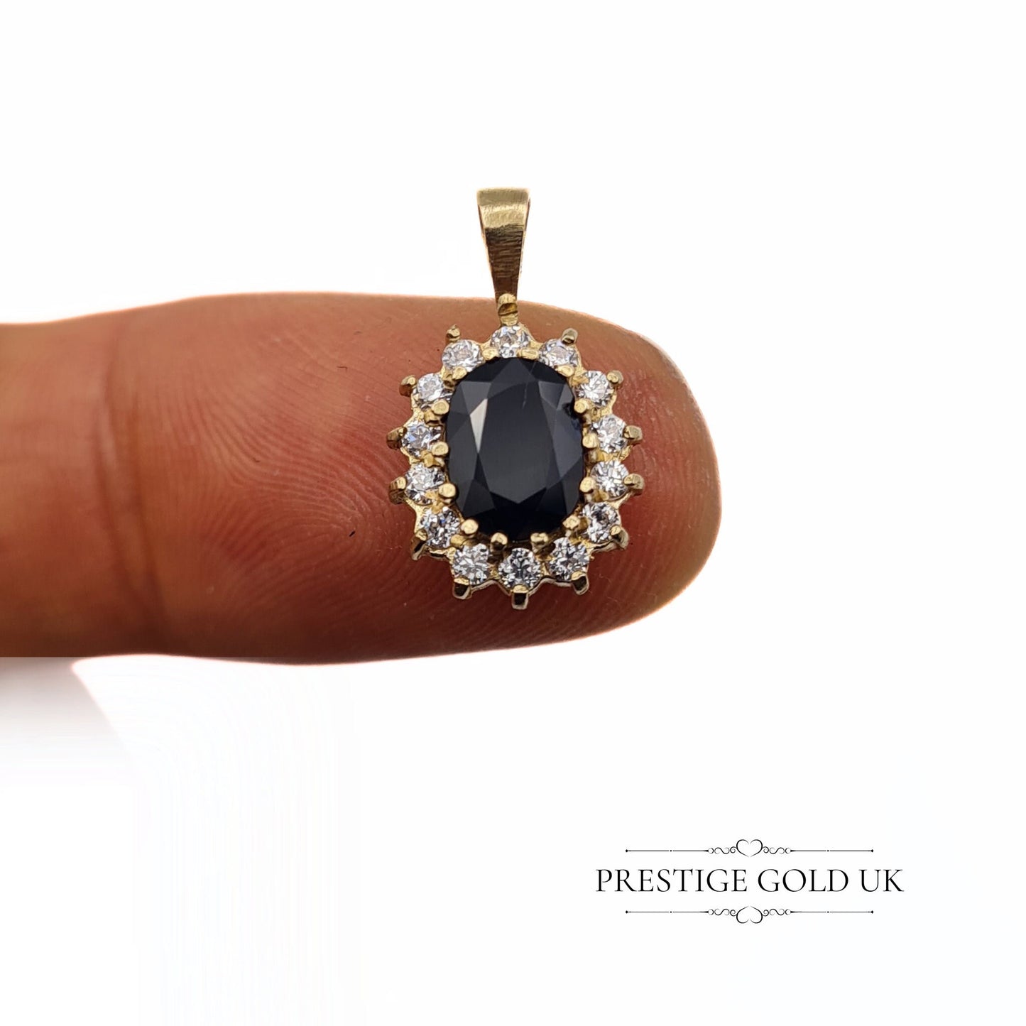 Stunning Vintage Gold Sapphire & Cubic Zirconia Pendant