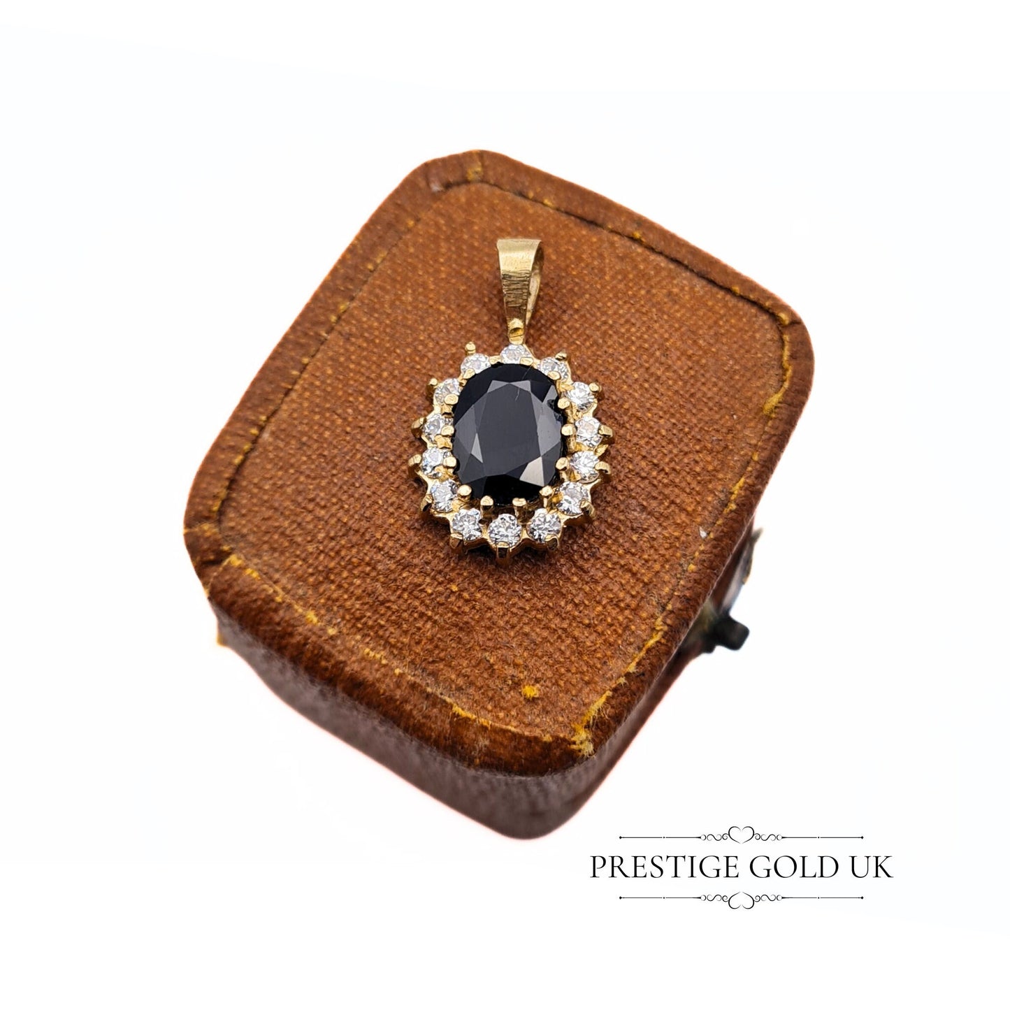 Stunning Vintage Gold Sapphire & Cubic Zirconia Pendant