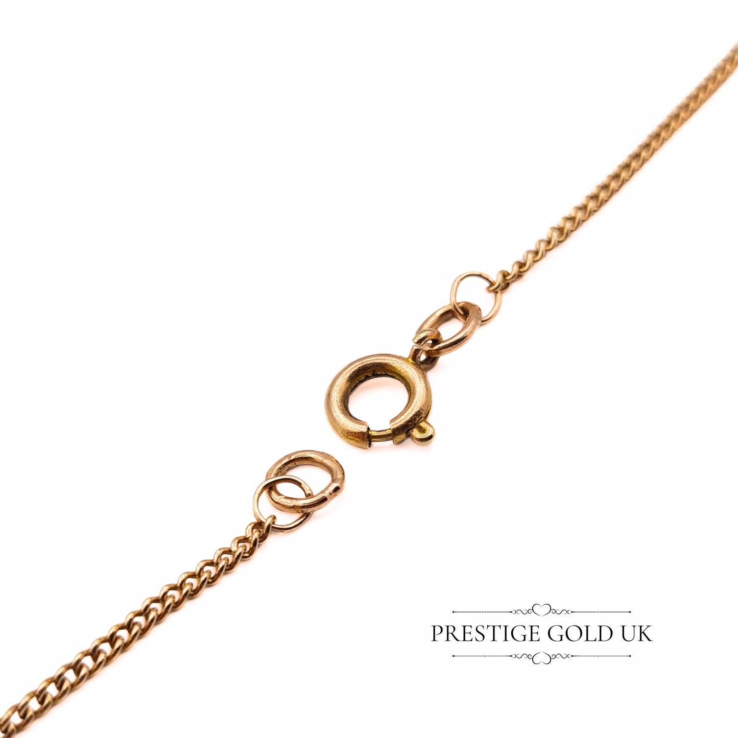 18" Vintage Rose Gold Curb Chain Necklace in 9ct Gold - Fine 1mm Links