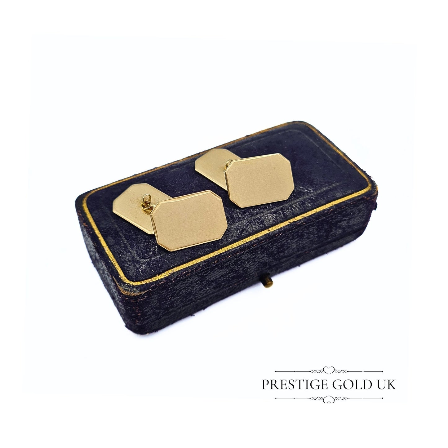 Vintage Solid Gold Rectangular Cufflinks in 9ct Gold