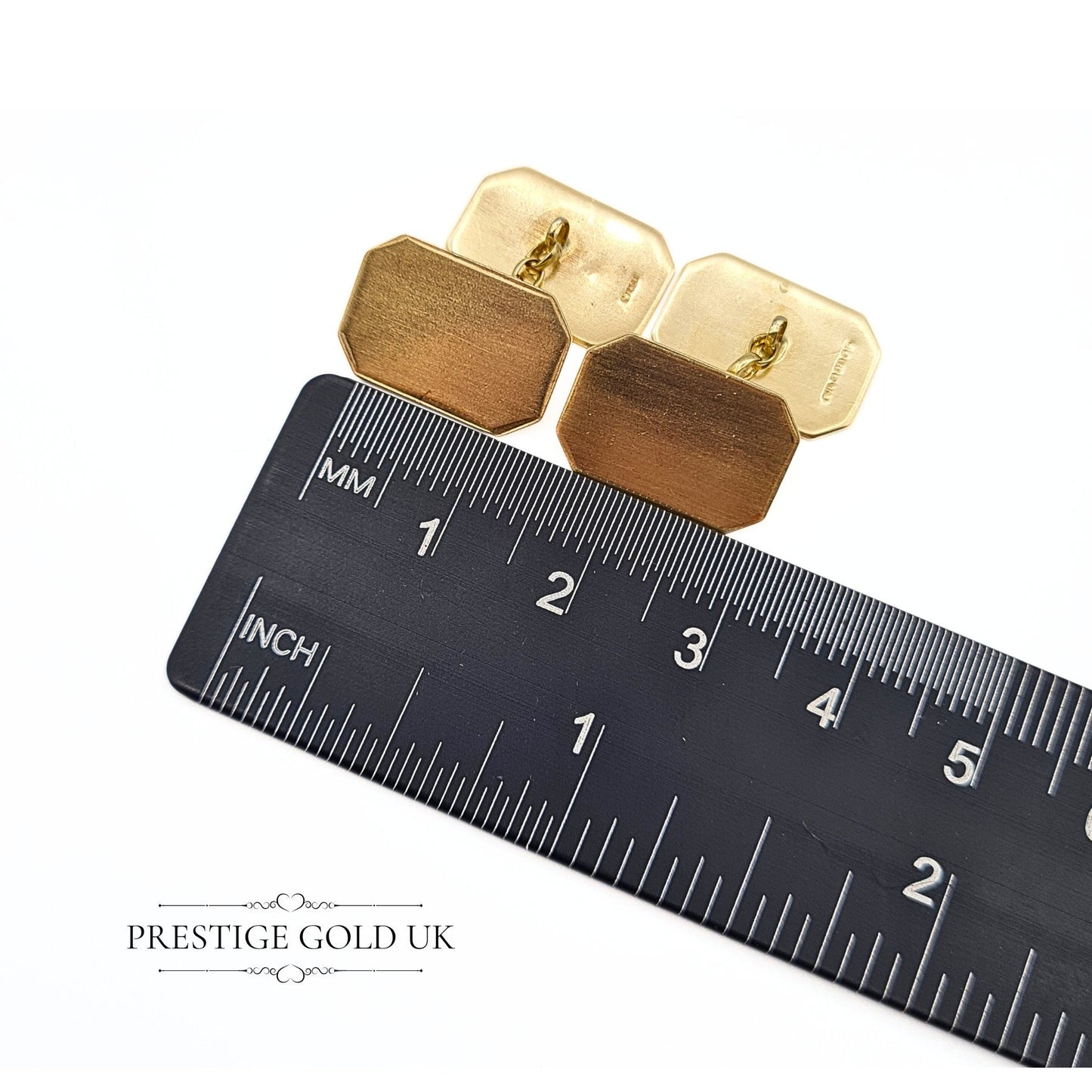 Vintage Solid Gold Rectangular Cufflinks in 9ct Gold