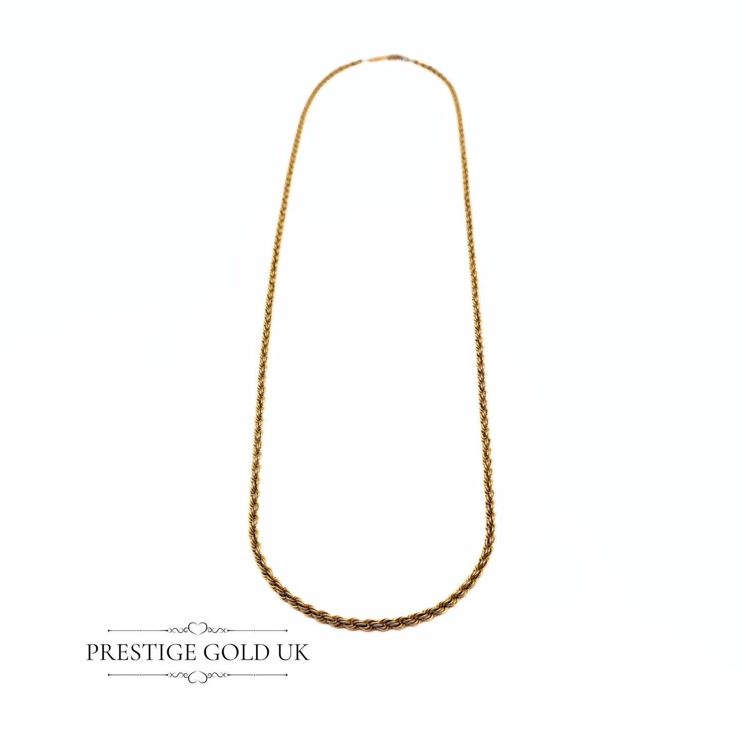 Long 9ct Gold Twist Rope Necklace - 18 1/2"