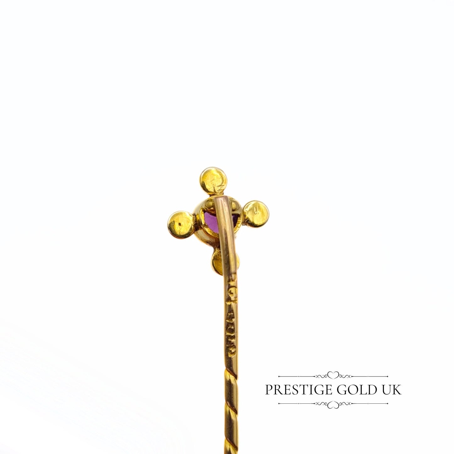 Antique Amethyst & Seed Pearl Stick Pin in 9ct Gold