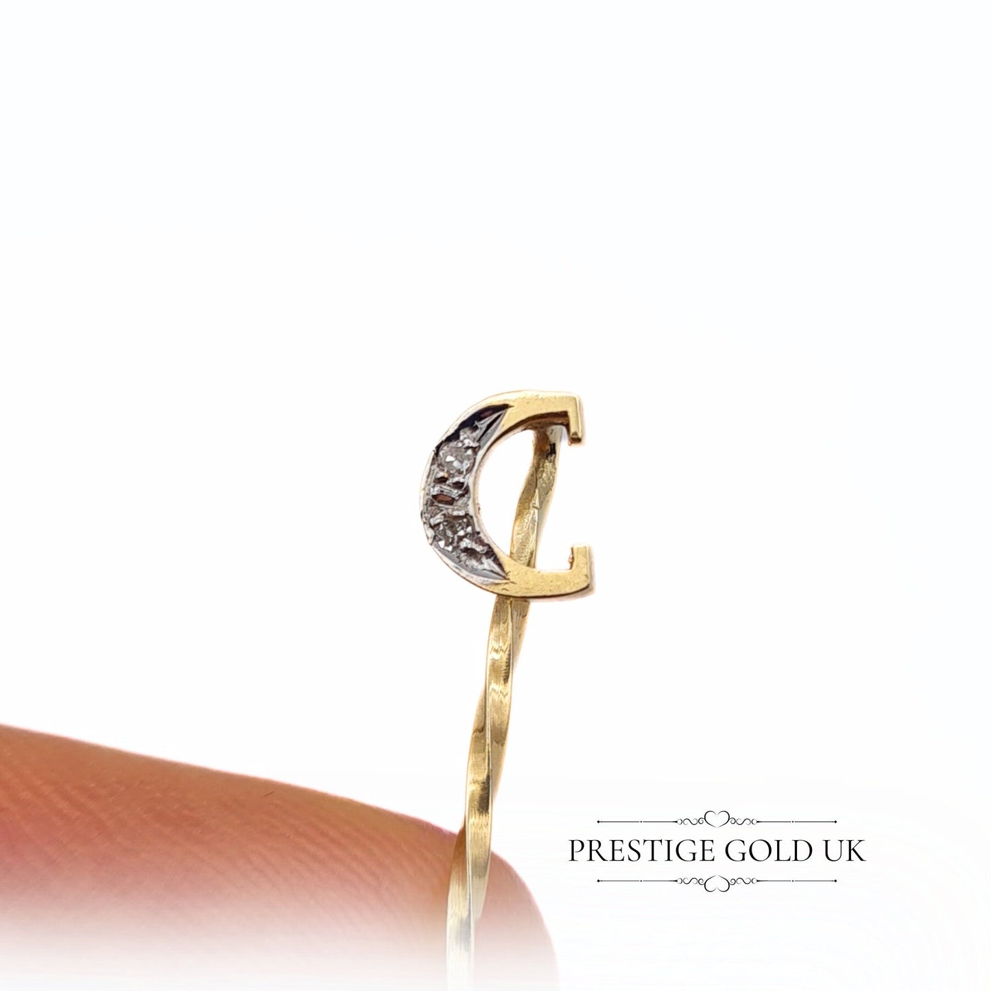 Letter 'C' Gold & Diamond Stick Pin in 9ct Gold