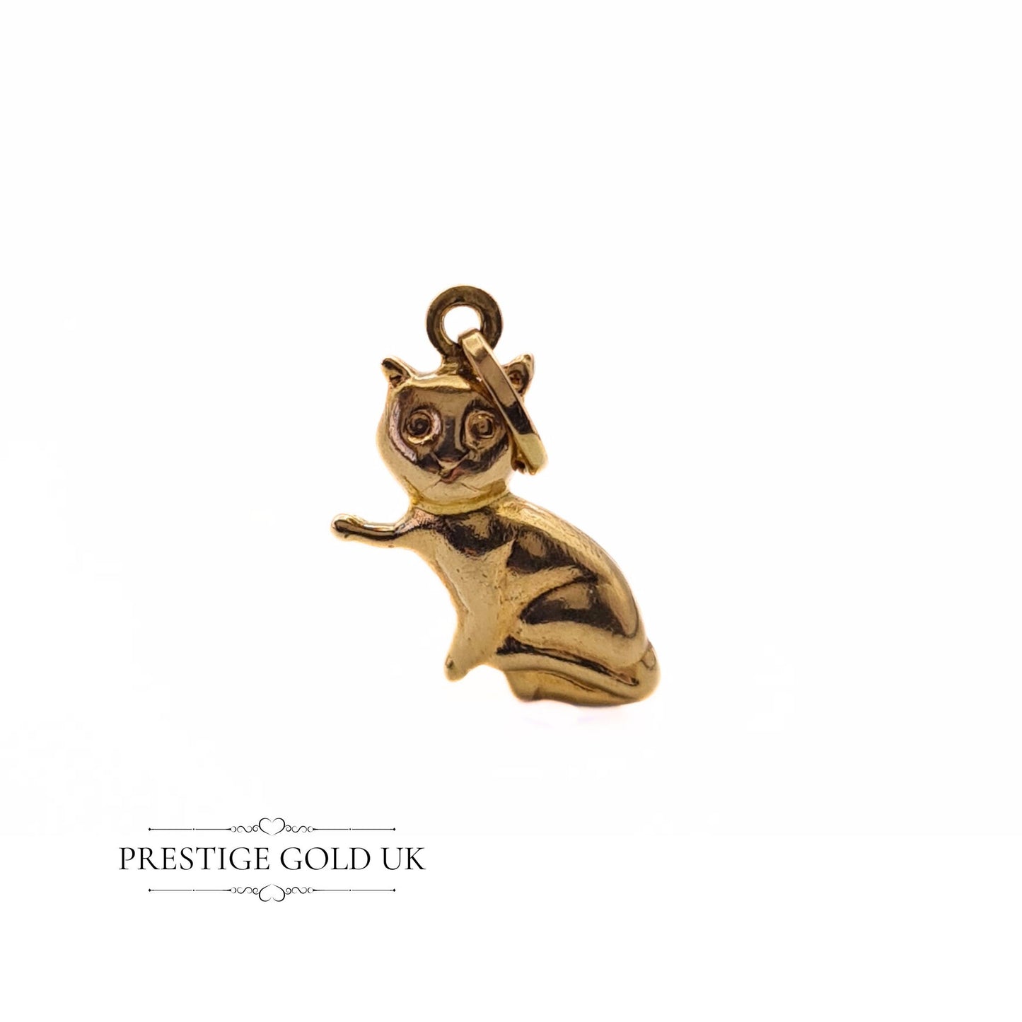 Tiny 9ct Gold Cat Charm/Pendant