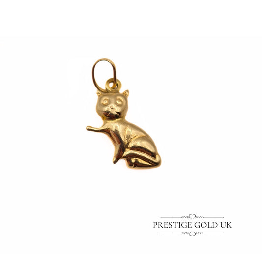 Tiny 9ct Gold Cat Charm